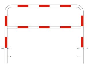 Bariera chodnikowa U-12a z porzeczką | do wkopania, wbetonowania, biało-czerwona